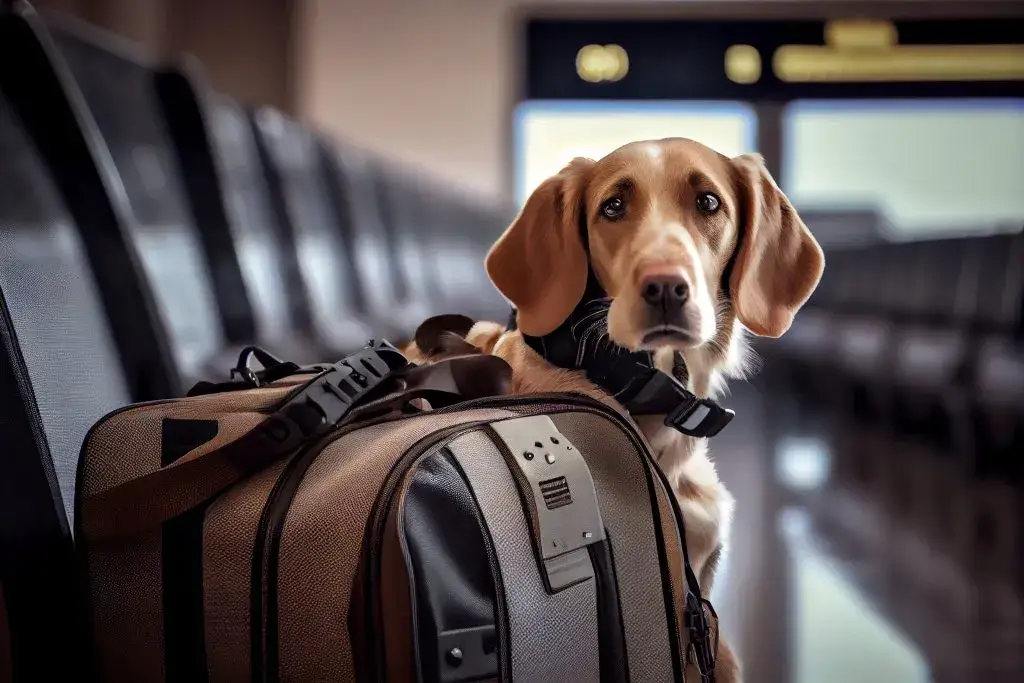 Cute puppy sitting in luggage waiting to travel what you need to travel with a dog in 2026
